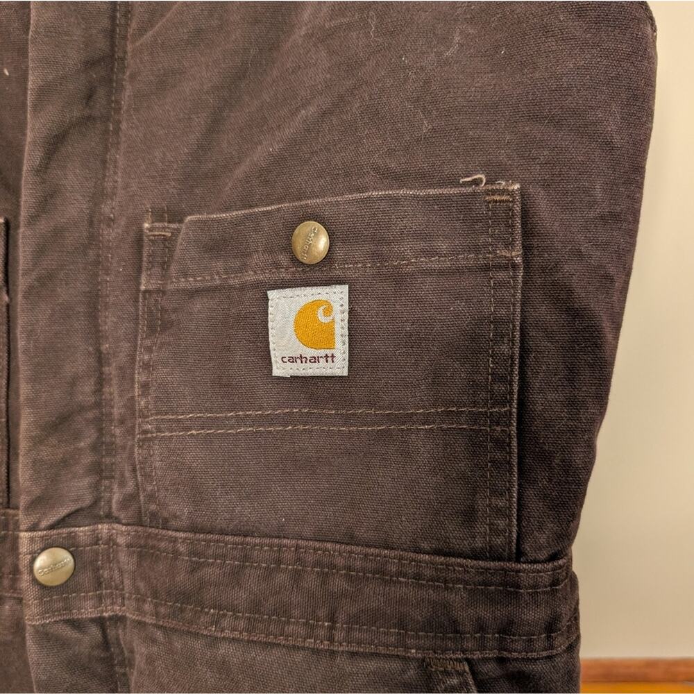 Carhartt Insulated Bib Overalls Brown Duck Canvas Size 8x30 Women - Picture 5 of 9